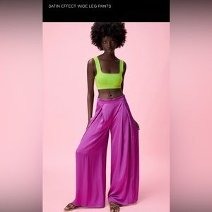 Zara satin effect wide leg pants